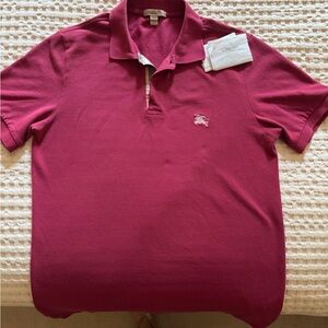 Burberry Men's Polo Shirt - Rich Burgundy